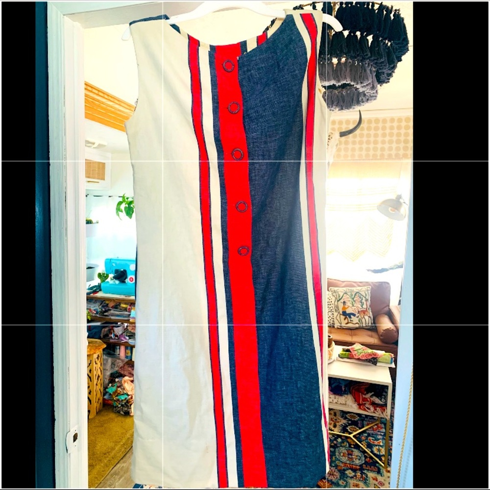 Striped vintage denim dress